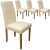 Set of 4 Cream Faux Leather Torino Dining Chairs Black With Padded Seat & Oak Finish Legs